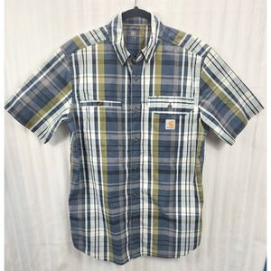 Carhartt Force Mens Relaxed Fit Short Sleeve Plaid Button Down Shirt Medium